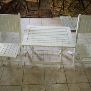 Bo ban ghe ban cong Bistro Mini xuat khau IKEA son trang - vuong