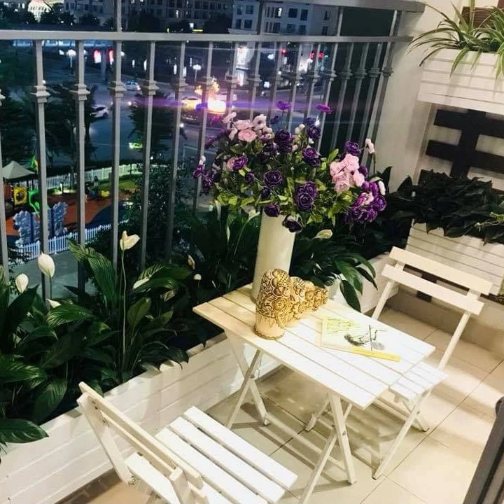 chậu kẻ chỉ full ban công