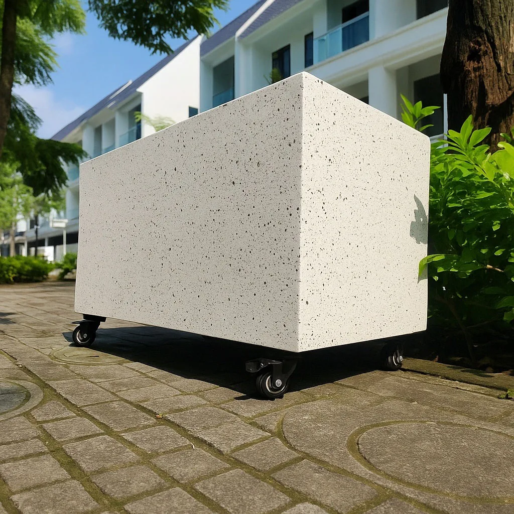 Thư Viện Mẫu Ban Công Đẹp | Ban Công Xinh 3 Chậu trồng cây gắn bánh xe, chất liệu composite siêu nhẹ siêu bền