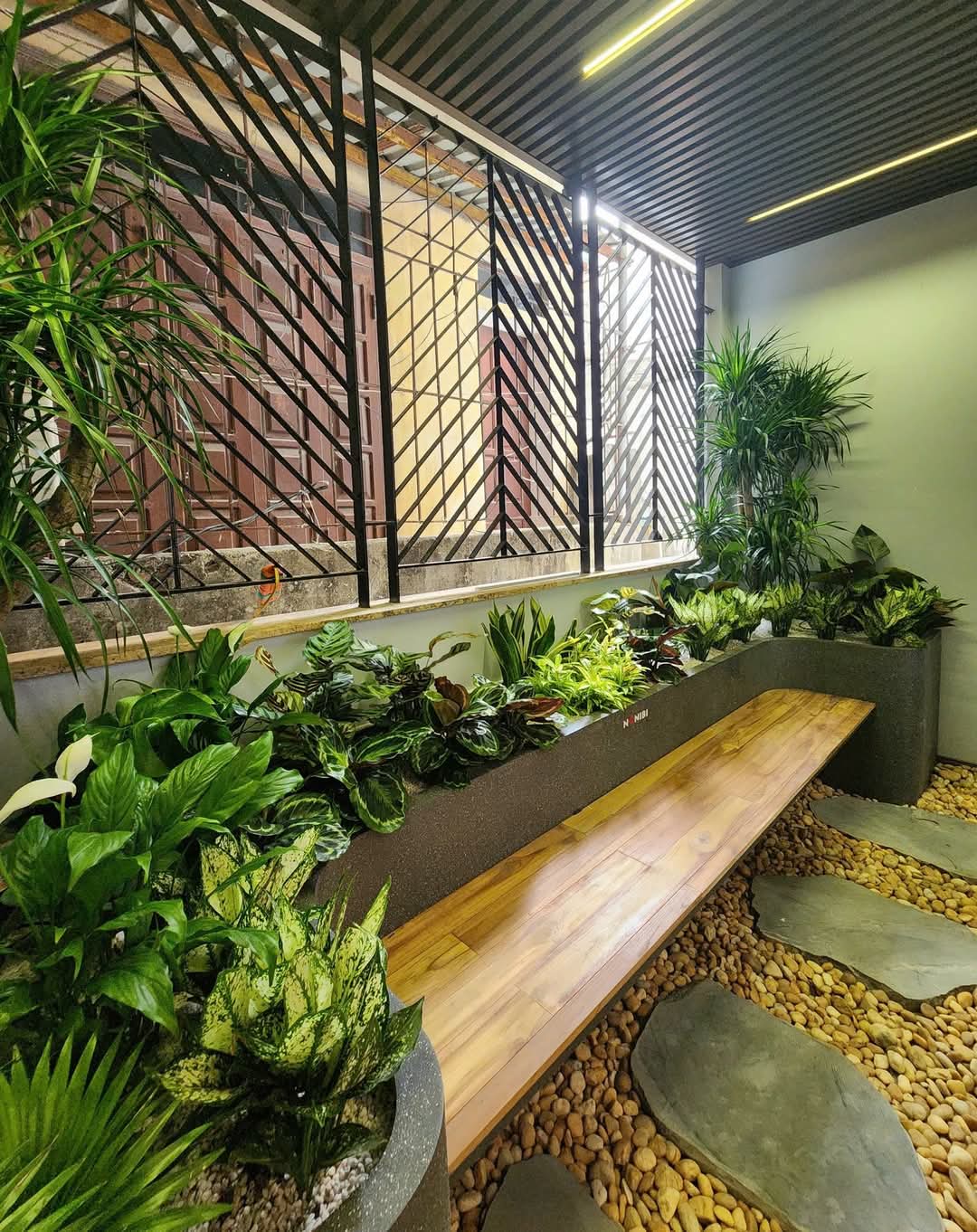 chậu composite kết hợp ghế băng dài