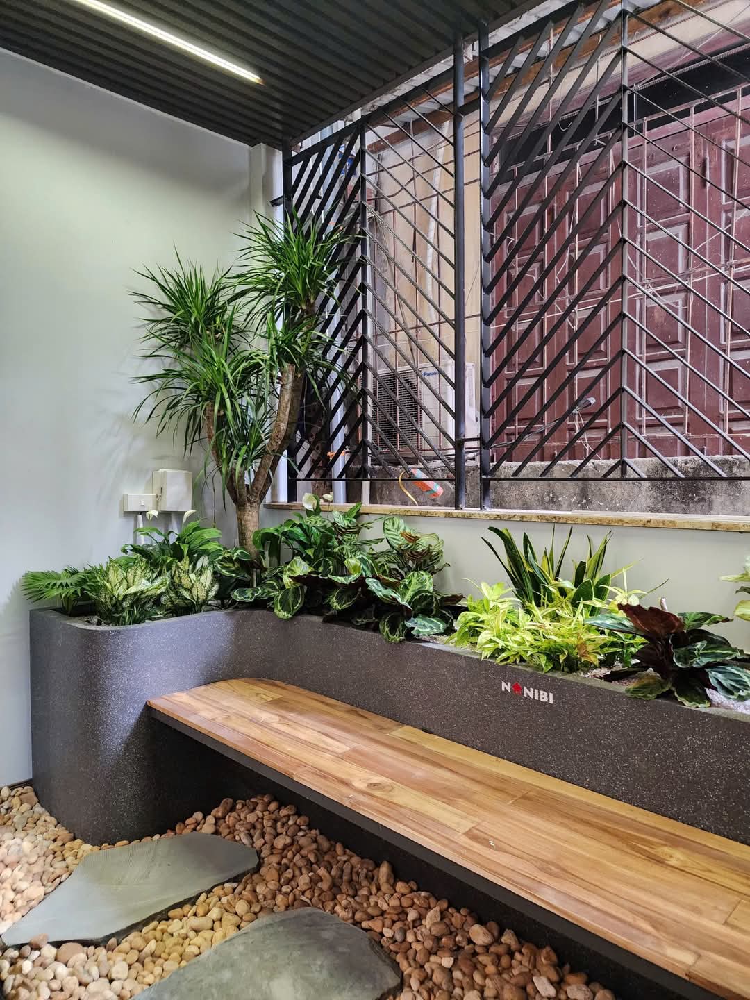 chậu composite kết hợp ghế băng dài