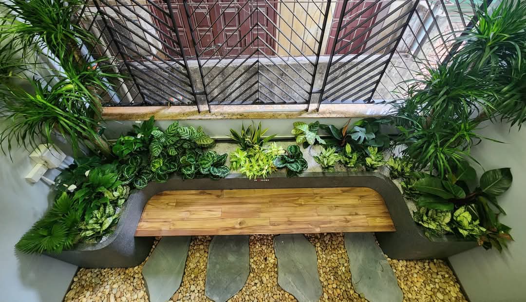 chậu composite kết hợp ghế băng dài