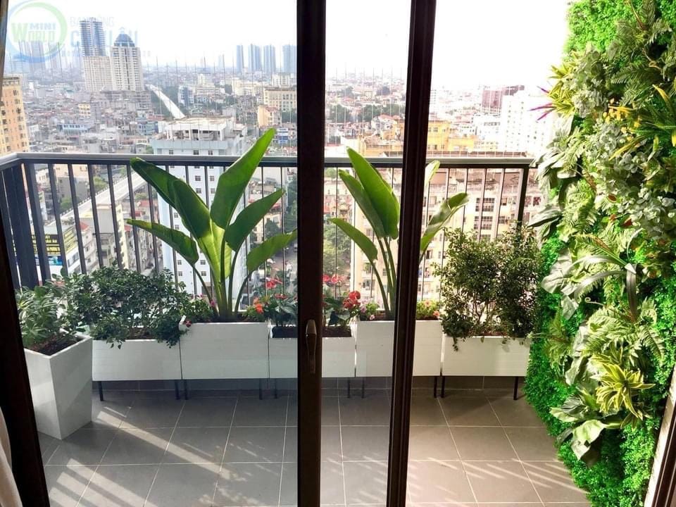 mẫu tường cây giả ban công