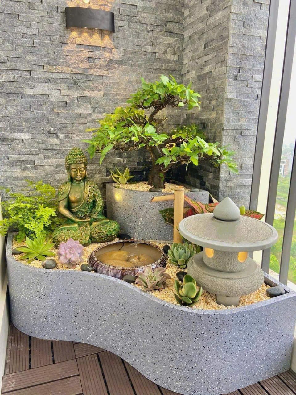 mẫu ban công tiểu cảnh phong cách zen thiền