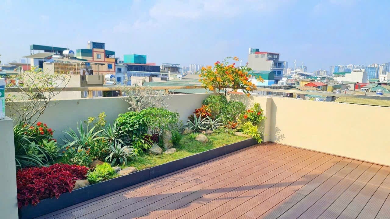 góc sân thượng trồng cây cảnh tiểu cảnh nhỏ