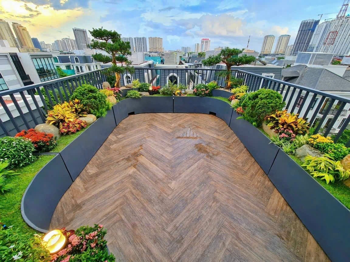 mẫu thi công trang trí sân thượng đẹp