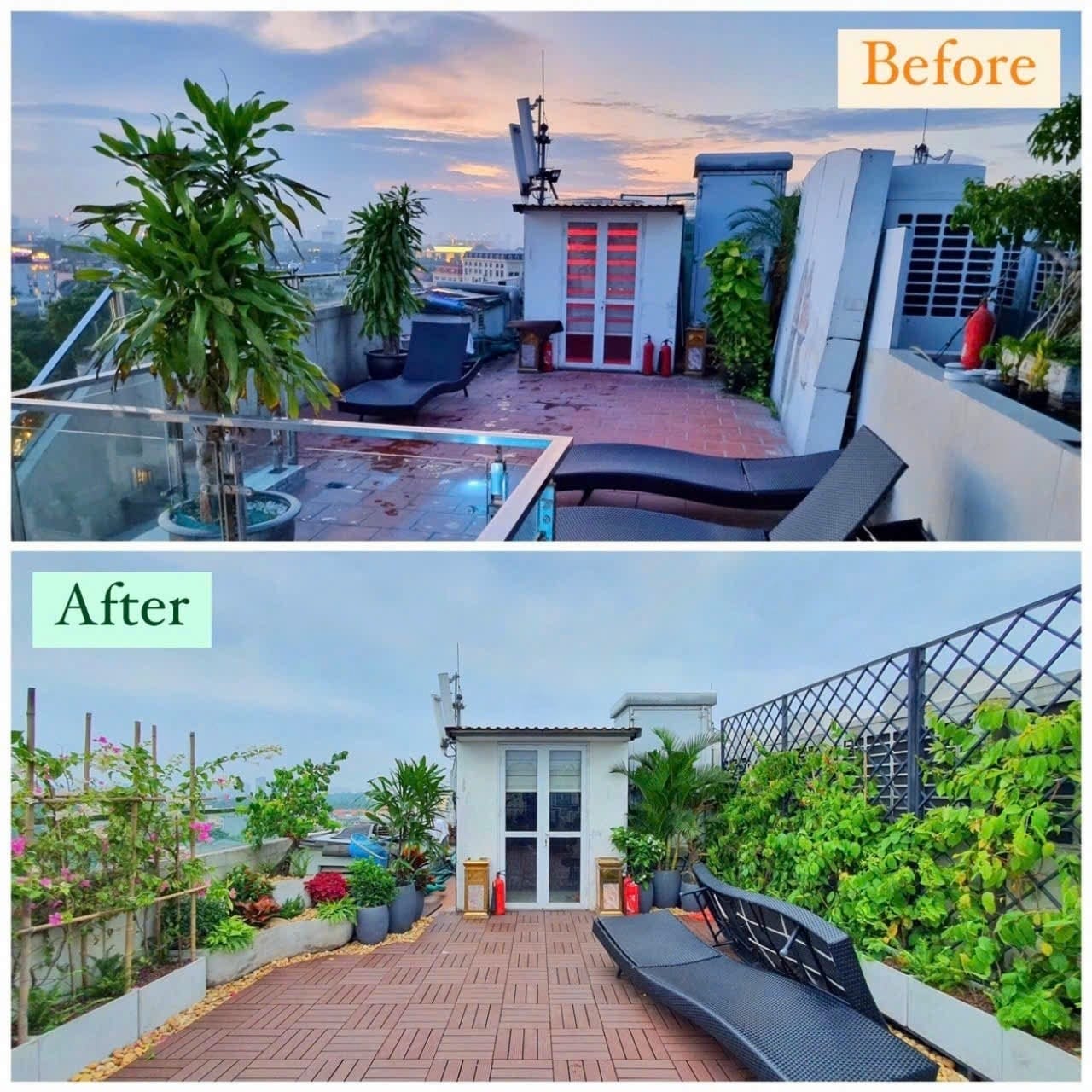 thiết kế trang trí sân thượng