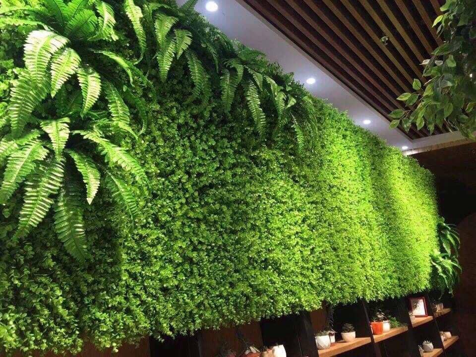 tường cây giả cafe